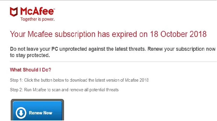 McAfee Tech Support Scam Harvesting Credit Card Information